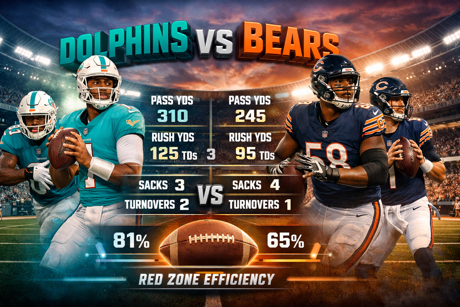 miami dolphins vs chicago bears match player stats